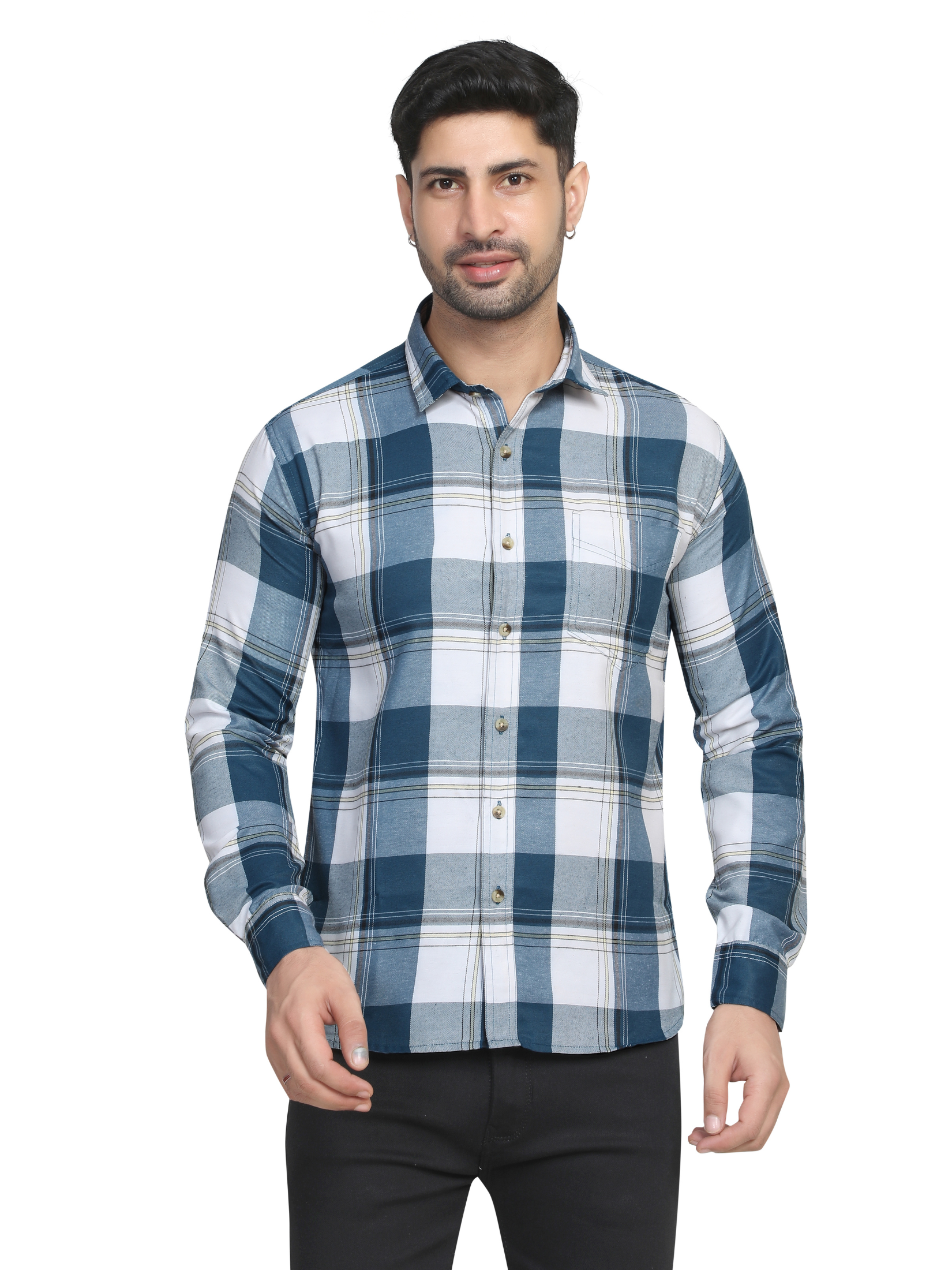 BLUE - Chequered shirts for men