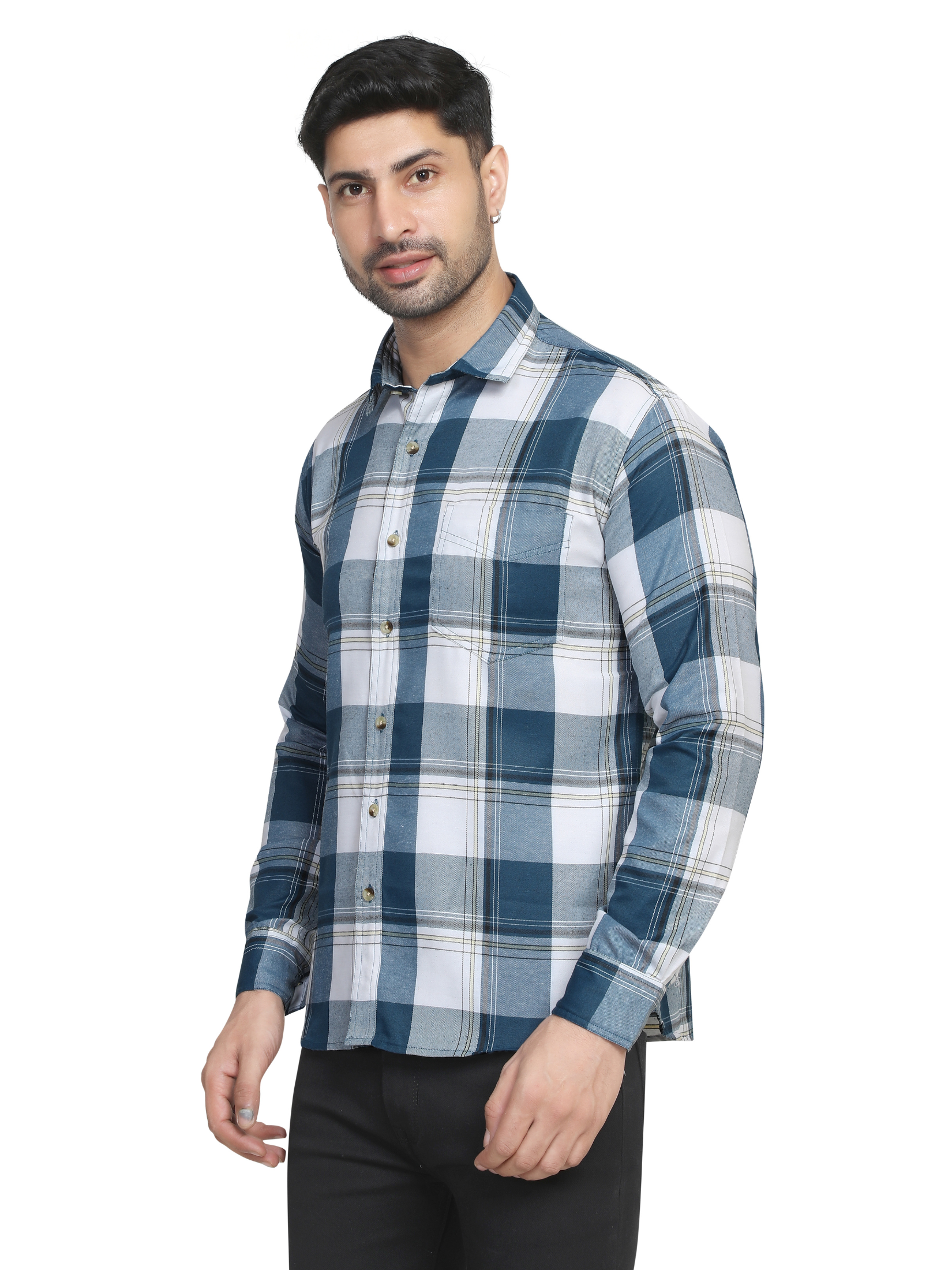 BLUE - Chequered shirts for men