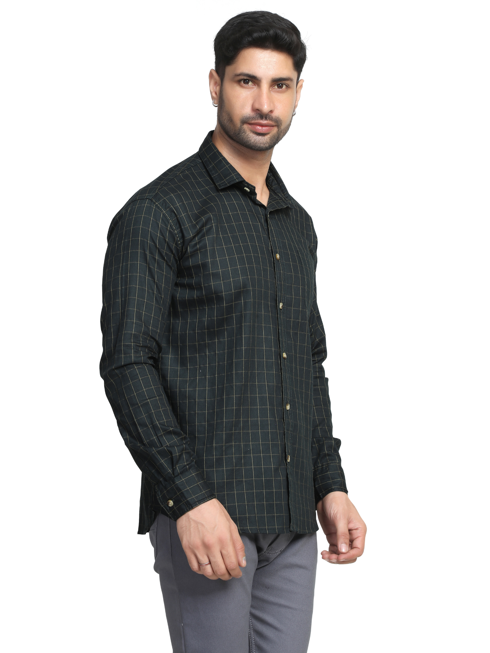 GREEN - Checks shirt for men