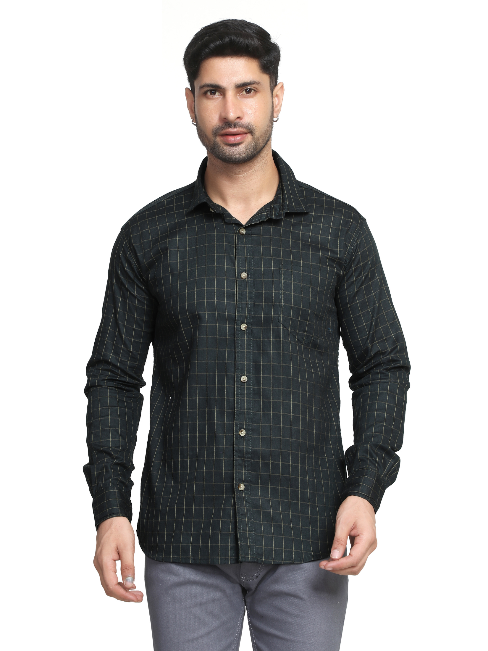 GREEN - Checks shirt for men