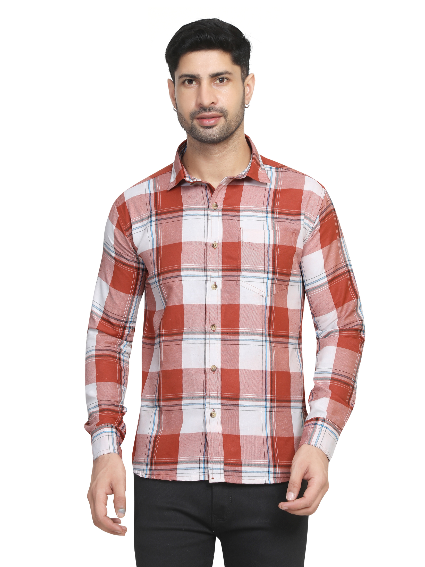 ORANGE - Chequered shirts for men