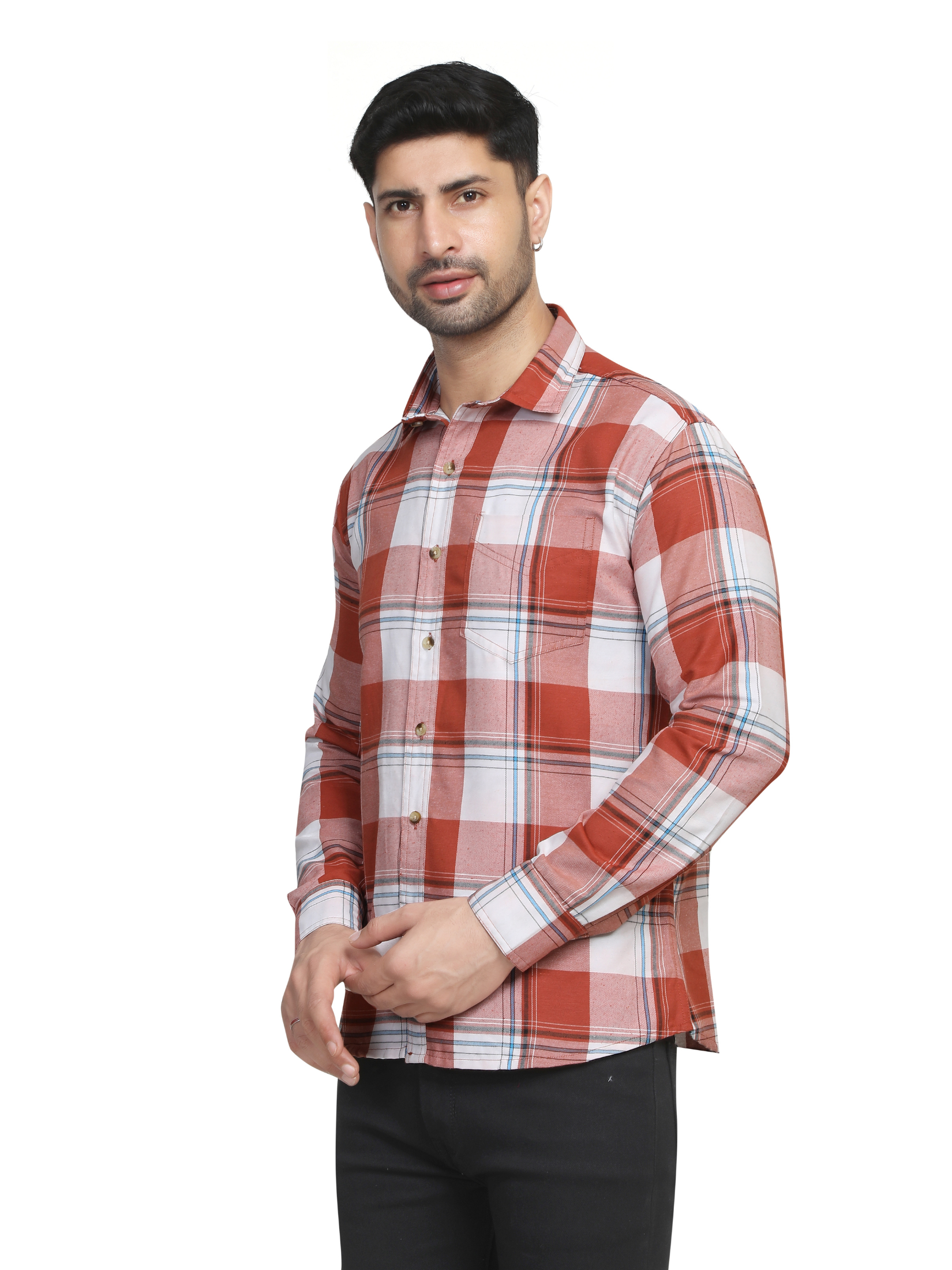 ORANGE - Chequered shirts for men