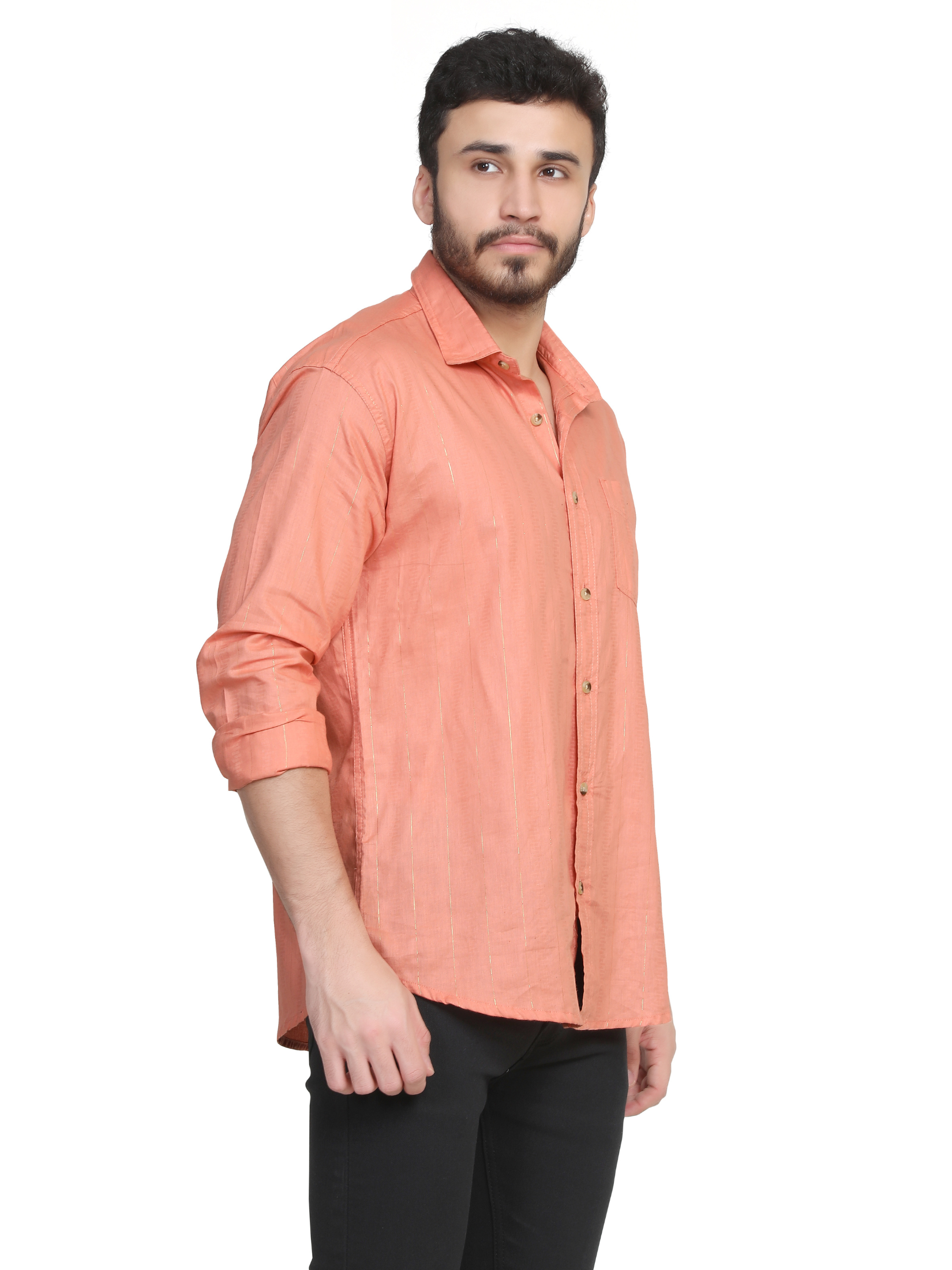 PEACH  - Self Design Shirt For Men