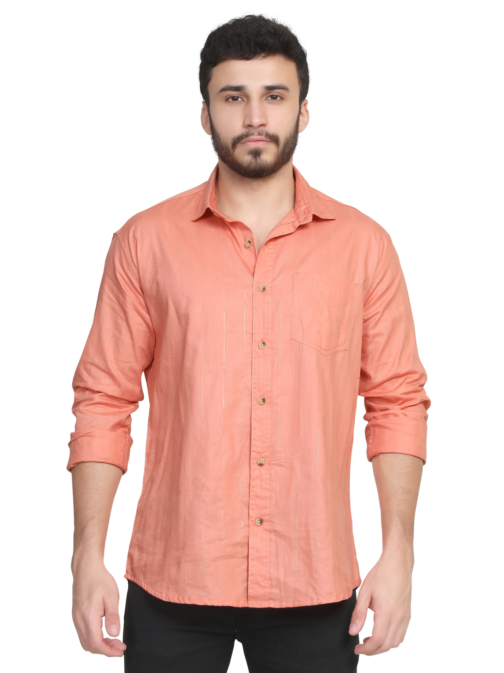 PEACH  - Self Design Shirt For Men