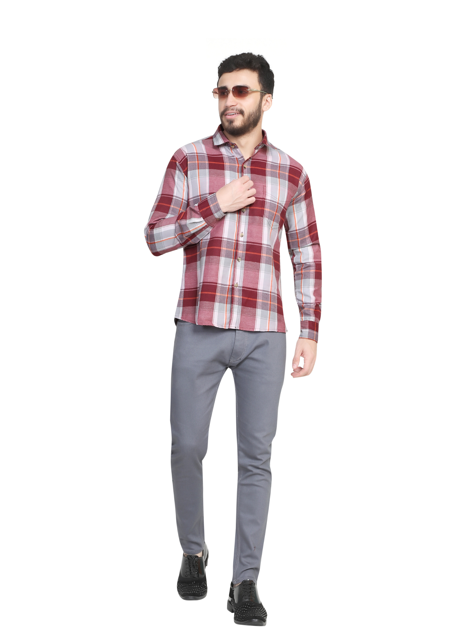 RED Big chequered design shirt for men