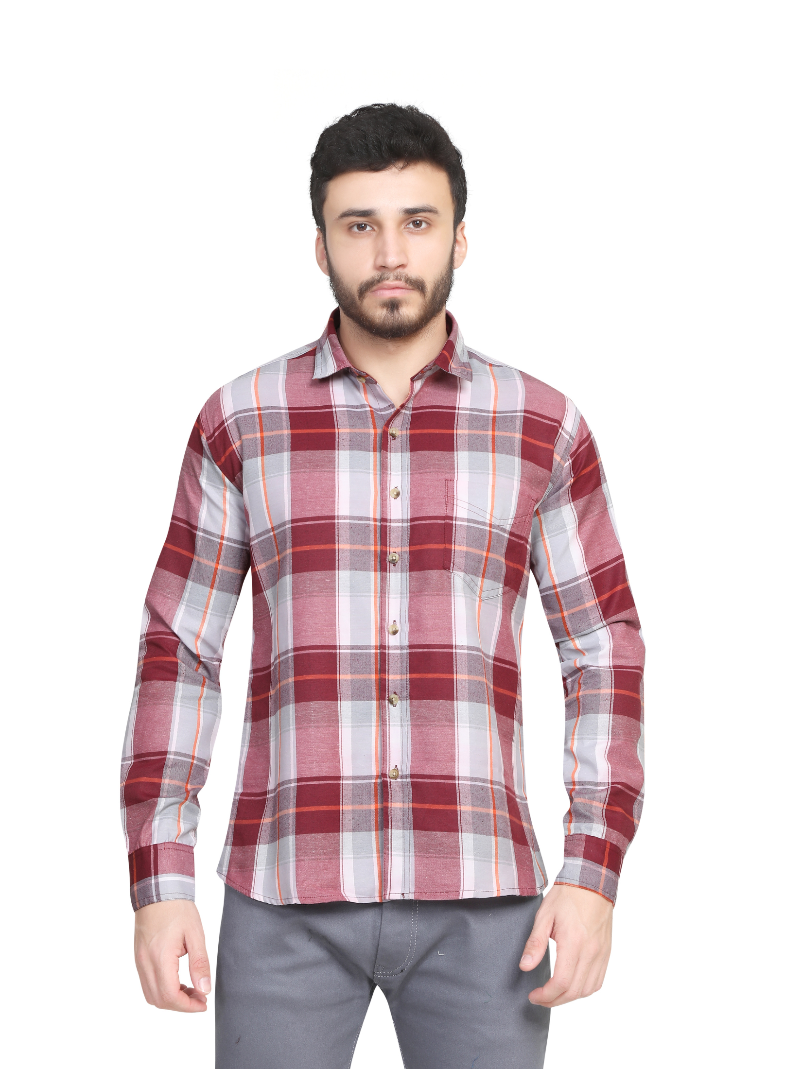 RED Big chequered design shirt for men