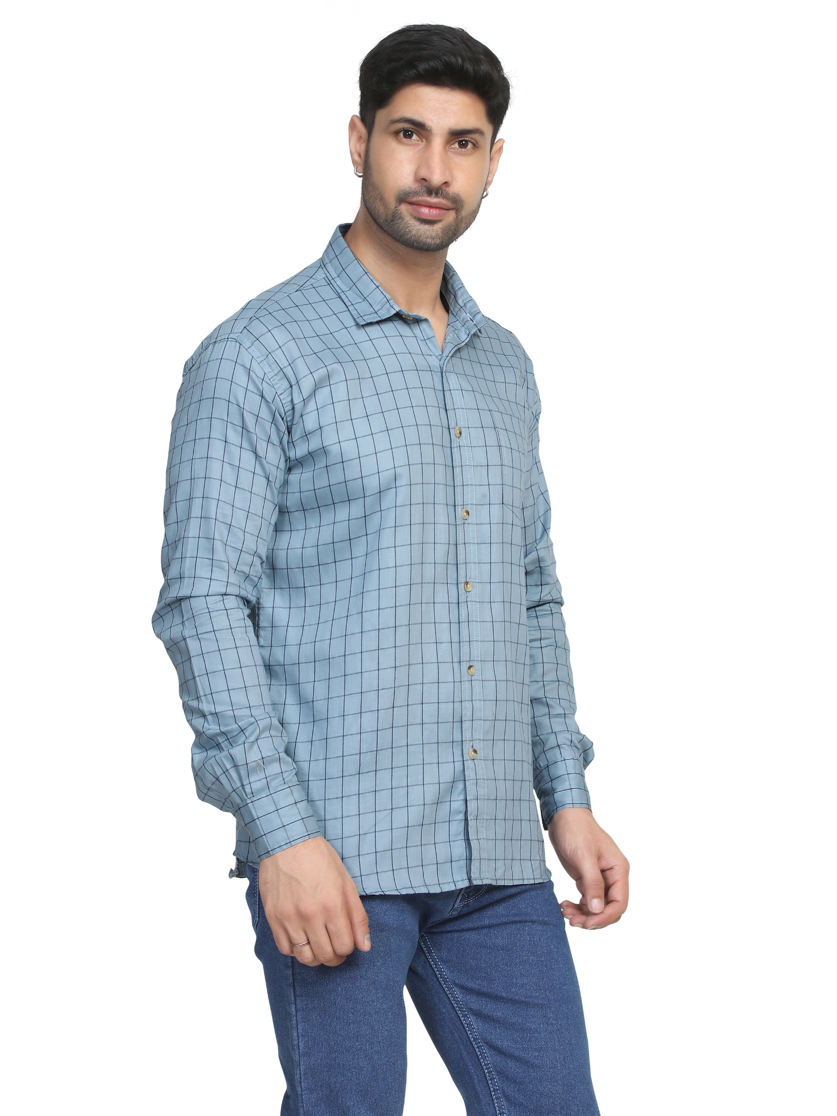 SKY BLUE - Checks shirt for men