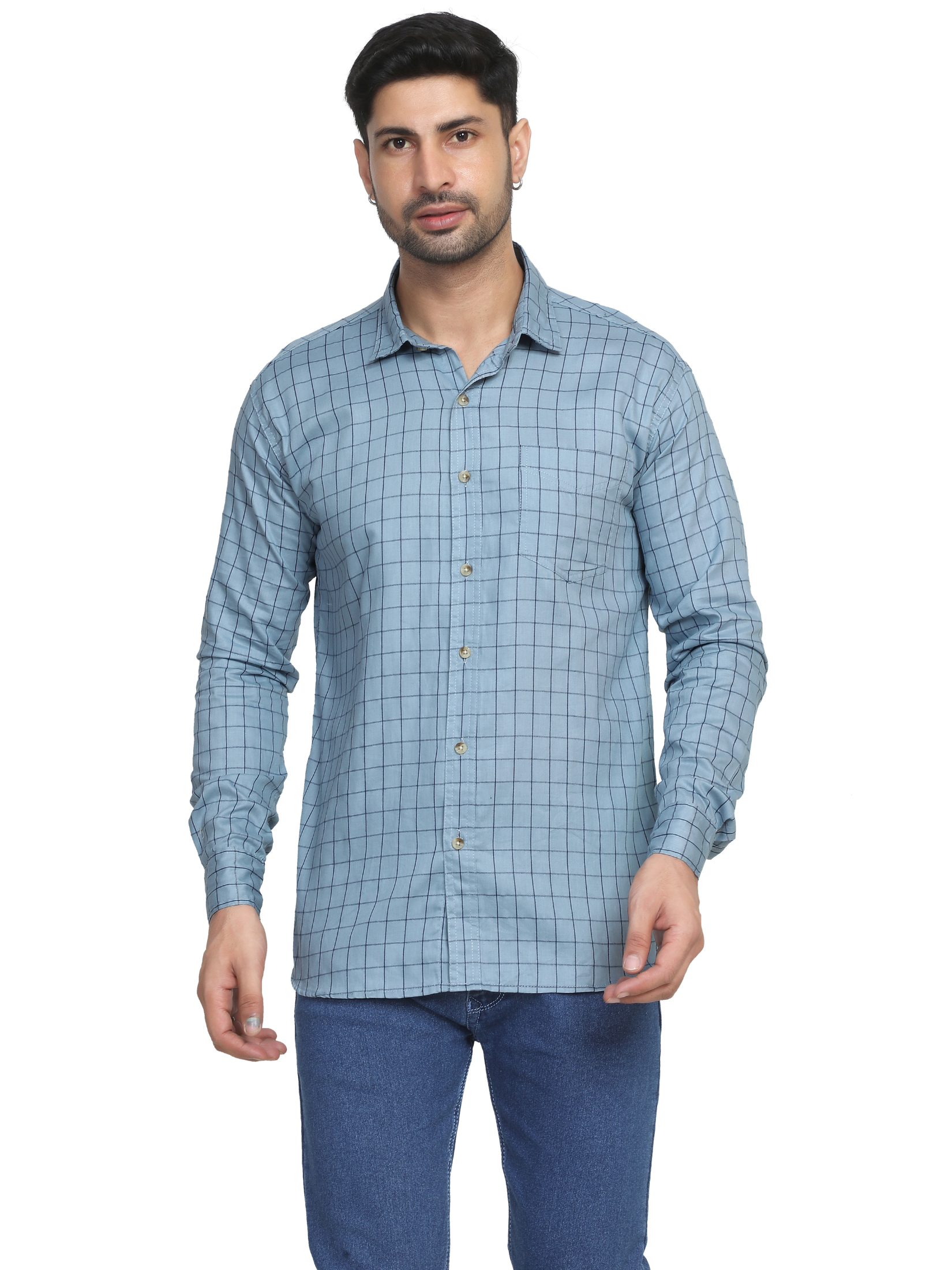 SKY BLUE - Checks shirt for men