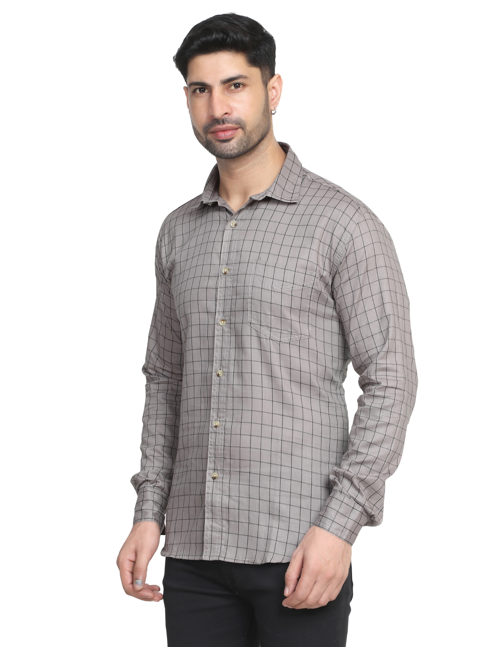 SILVER - Checks shirt for men