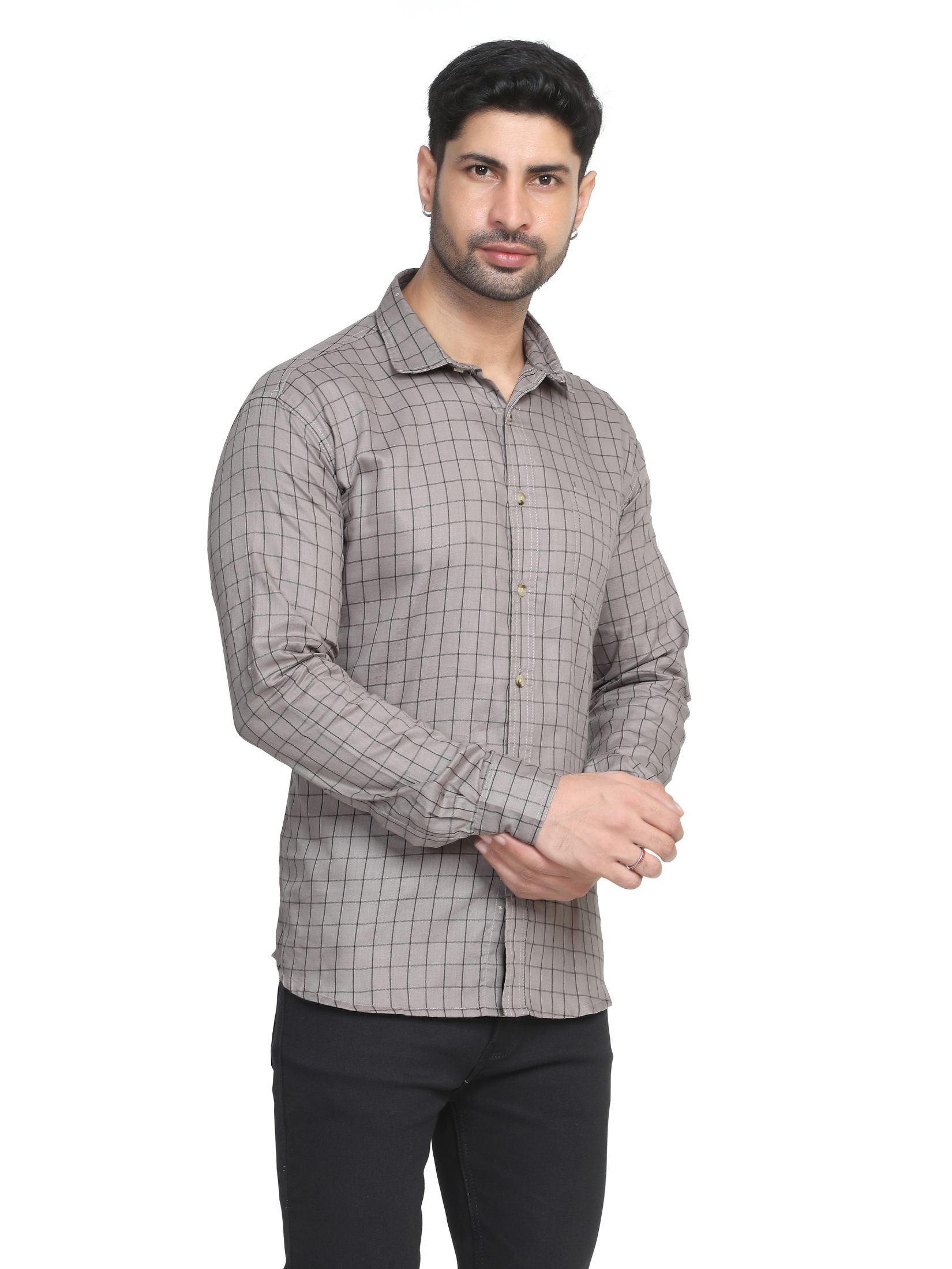 SILVER - Checks shirt for men