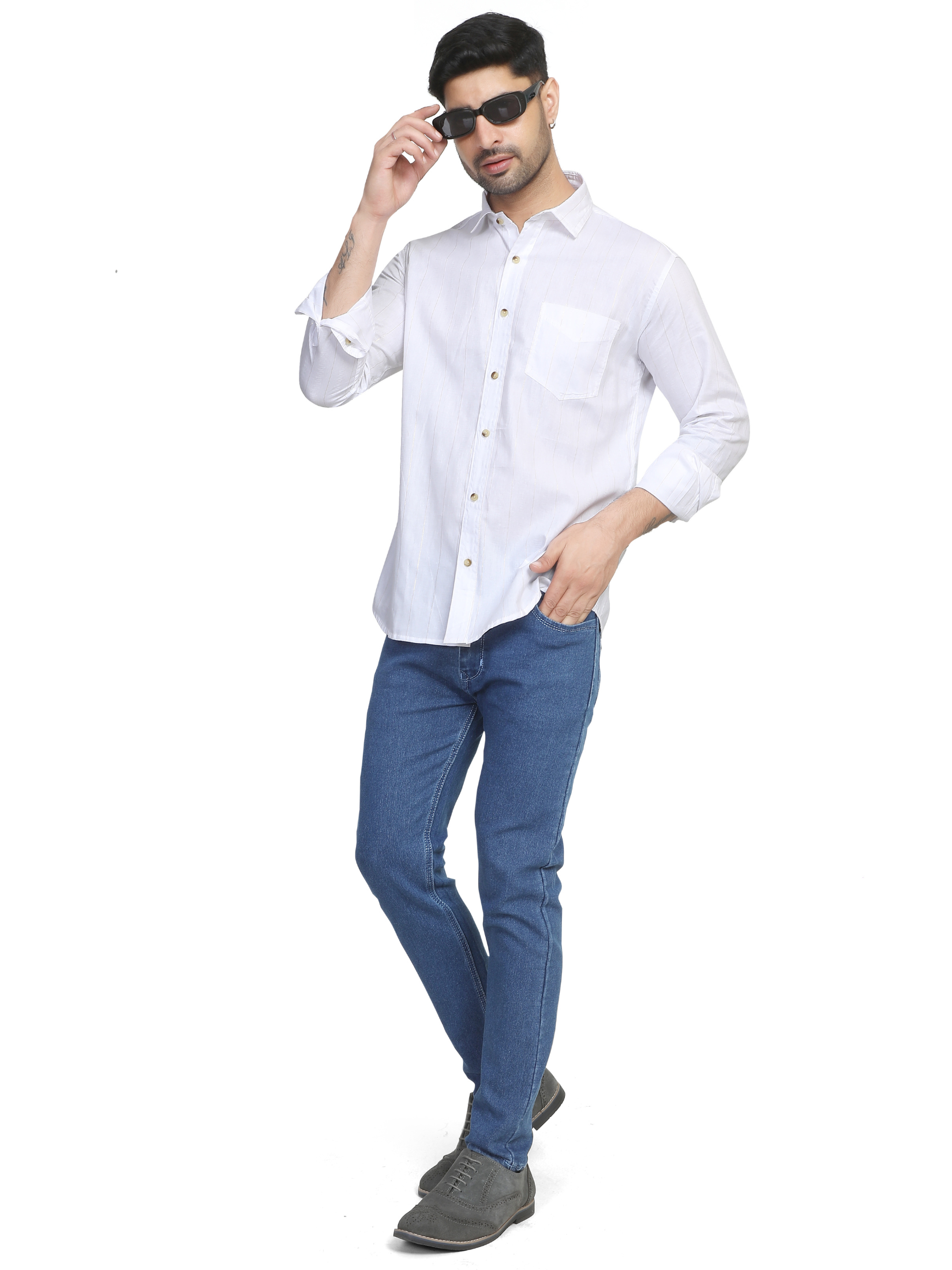 WHITE - Plain Shirt for men