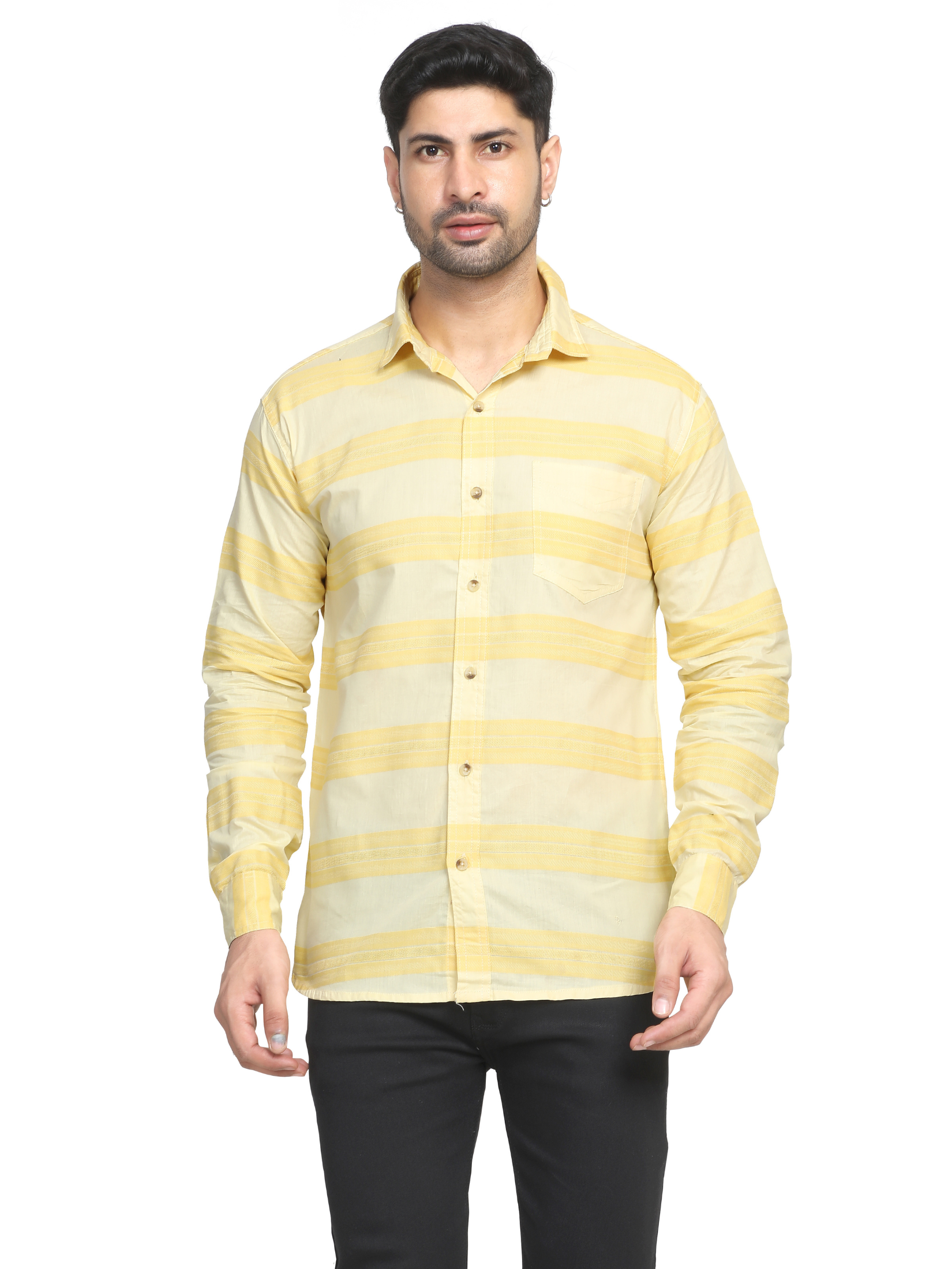 YELLOW - Horizontal stripes shirt for men