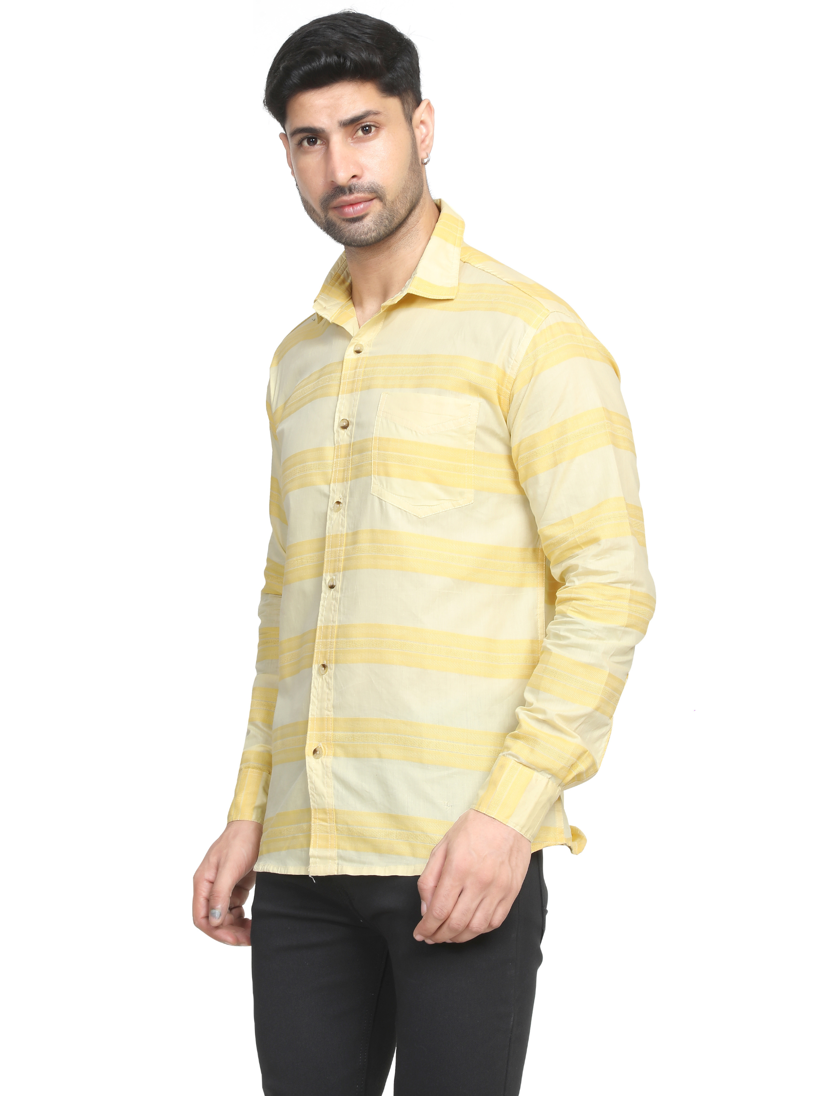 YELLOW - Horizontal stripes shirt for men