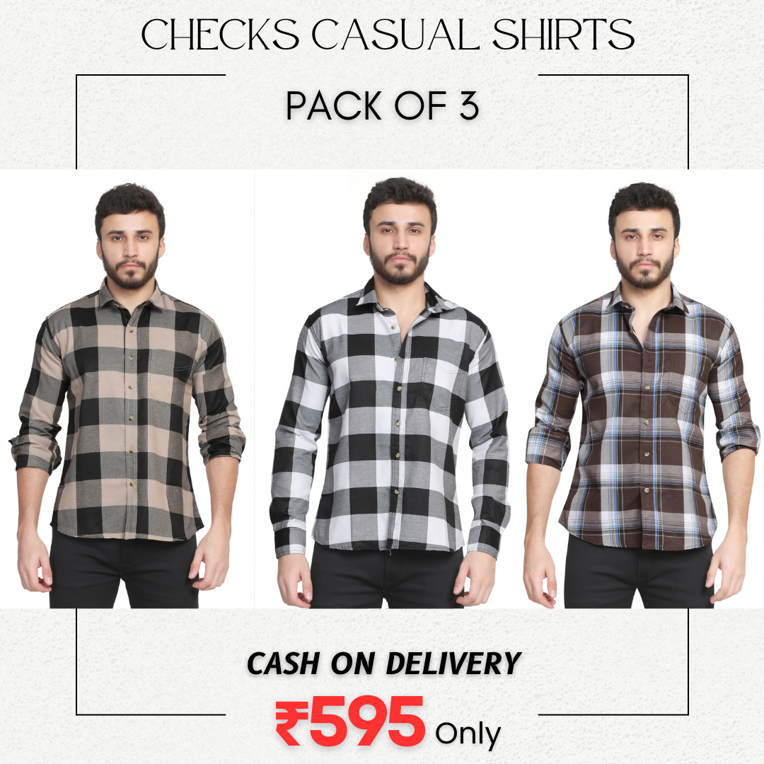 Designer shirts for men (PACK OF 3 )