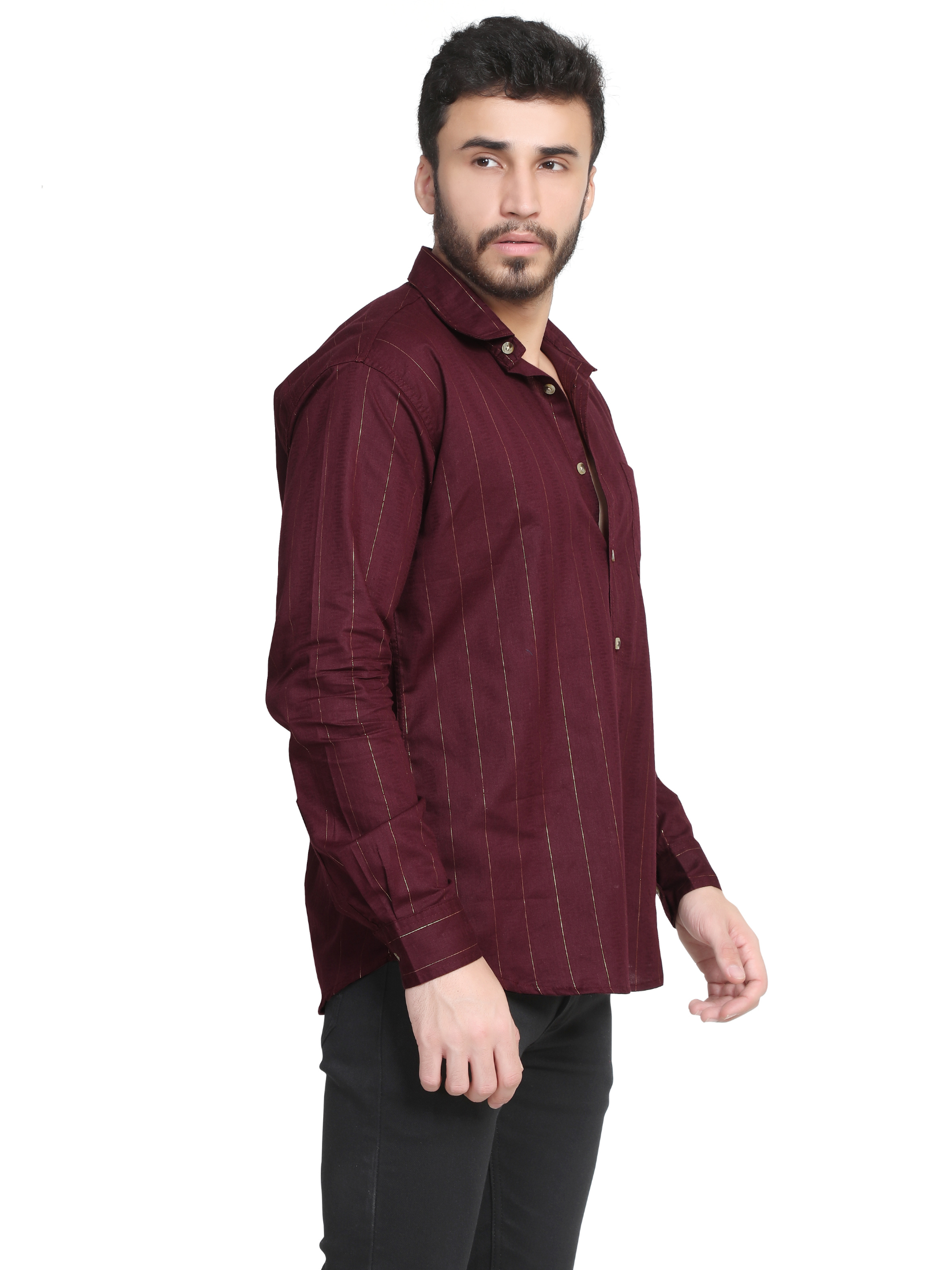 MAROON  - Self Design Shirt For Men